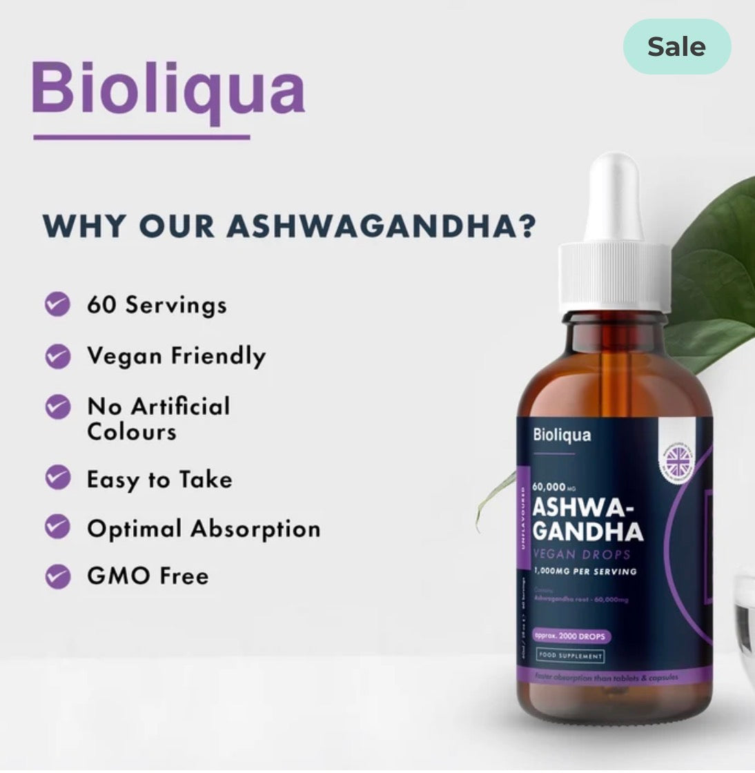 Ashwagandha Vegan Drops | 60ml | 60000mg